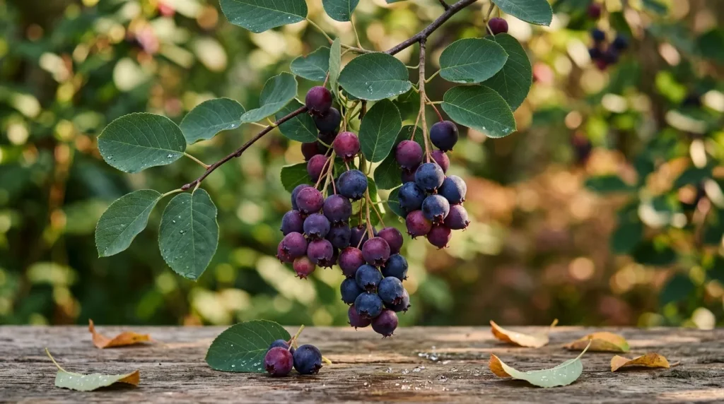 Grappes de baies bleues et violettes mûres sur branche verte